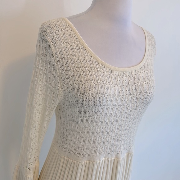 Sundance Josalyn Ivory Crochet Bell Sleeve Sweater Dress - Picture 6 of 9
